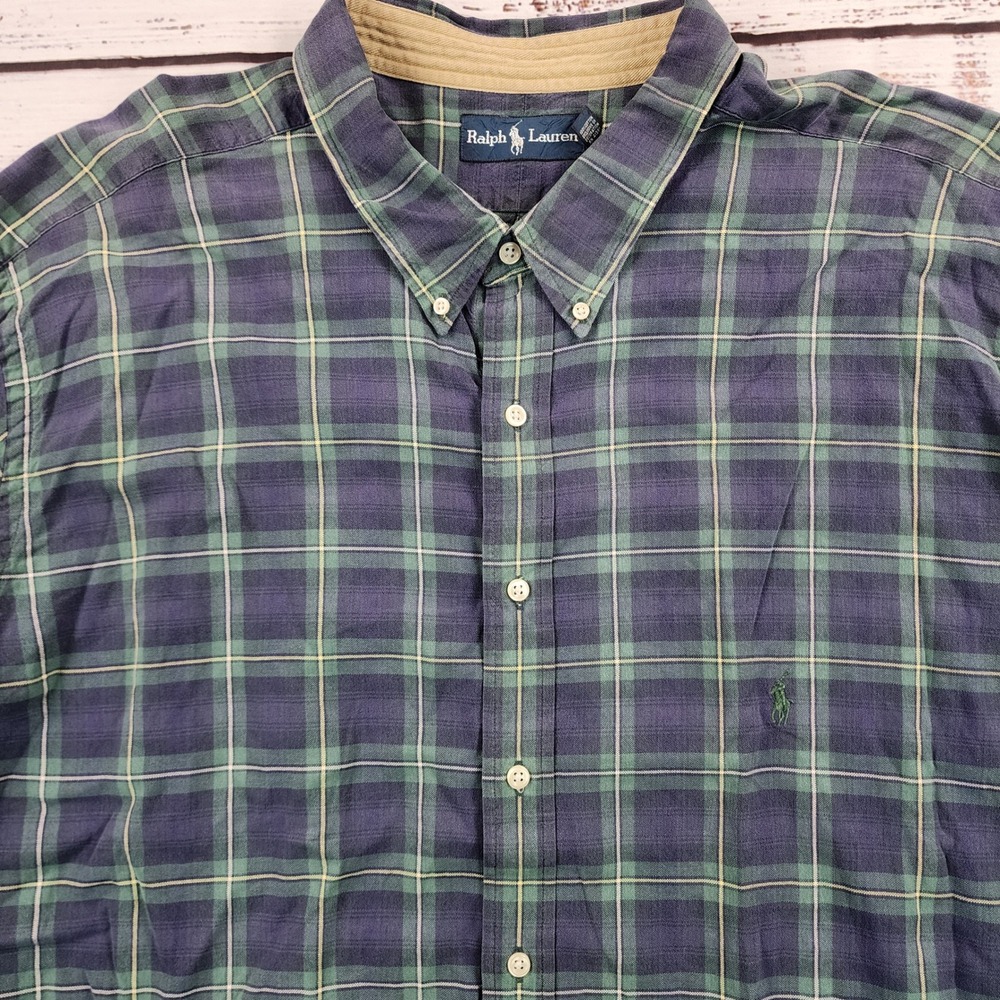 Ralph Lauren Mens 4XLT Tall Black Watch Tartan Plaid Button Down Shirt